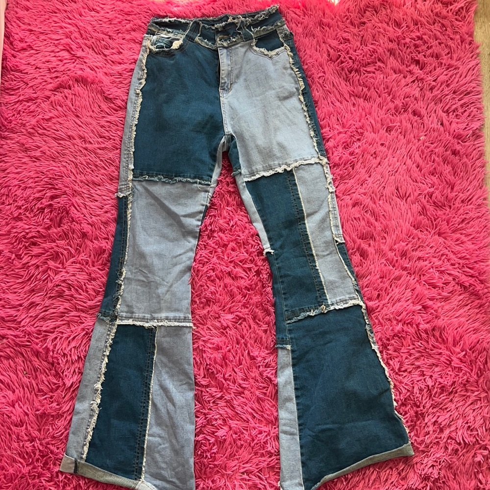 Blue Patchwork Jeans